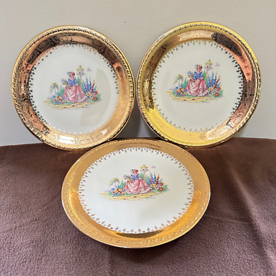 Vintage 3 Taylor Smith Taylor U.S.A. Plates 22k Gold Trim 