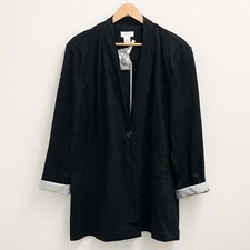 Avenue Black Stretch Ponte Collarless Jacket Uk 24