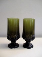 Vintage Midcentury Tiffin Franciscan Madeira Green Ice Tea Footed Goblet X2