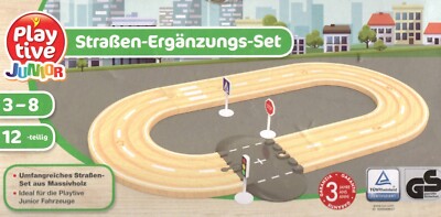 Straßen Erweiterung 12 Teile Holzbahn Autobahn Holzeisenbahn Ausbauset Ergänzung