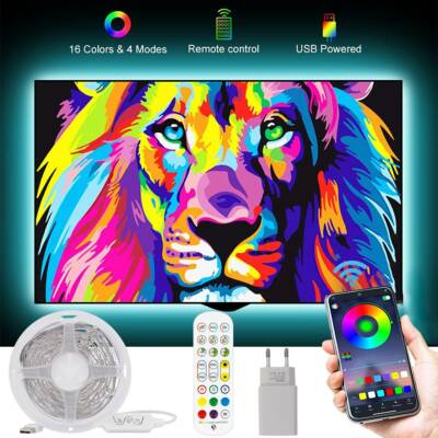 USB LED Lichtleiste 5m RGB – 5050 LEDs, Mit Fernbedienung, Für TV-Hintergrundbeleuchtung & Deko