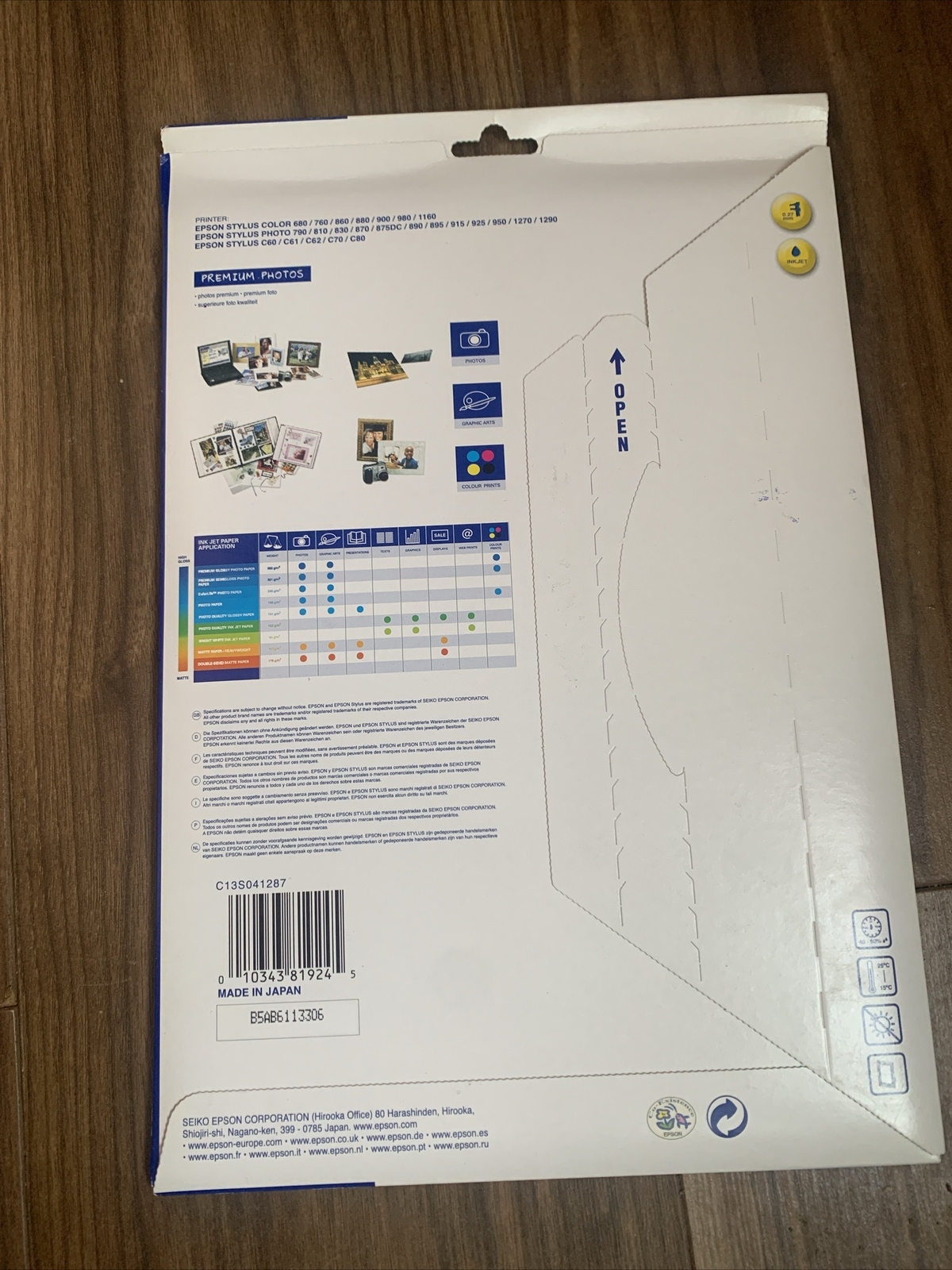 EPSON PREMIUM GLOSSY PHOTO PAPER A4 20 SHEETS 255gr New Boxed eBay