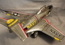 Rare Vintage Jet Plane Grumman F9F-8 US Navy Cougar Tin Toys K - Japan