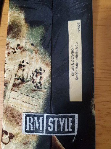 Vtg. RM STYLE Spur & Cowboy 1997 Ralph Marlin & Co 325329 Tie - Picture 4 of 4