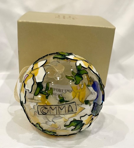 Vintage The Met Louis Comfort Tiffany Cloisonné Ornament 3” Hibiscus and Parrot - Picture 4 of 5
