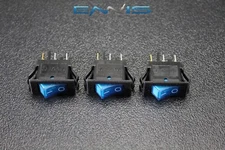 3 PCS ROCKER SWITCH ON OFF MINI TOGGLE BLUE LED 12V 16 AMP MOUNT HOLE EC-1220BL