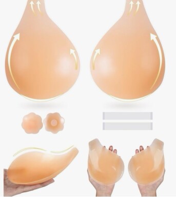 Sticky Bras for Women Push Up Adhesive Invisible Bra Backless (Size:XL,Creme)