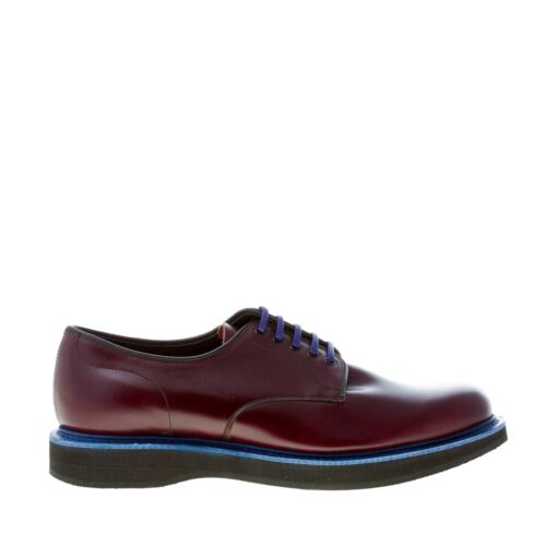 CHURCH'S Leyton Mens 5 Derby Leather Burgundy Blue Union Jack Print Shoes - Picture 1 of 7