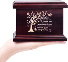 6 Inch Small Wooden Urn for Human Ashes - Keepsake Urn for Men  Women, Funeral