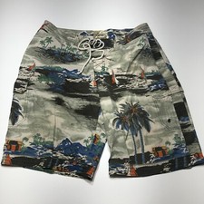 Old Navy Shorts Mens Large Tropical Print Swim Trunks Drawstring Waist Lined