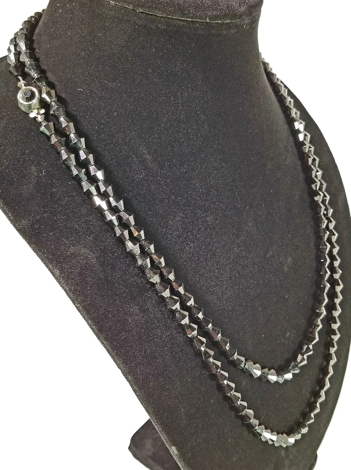 Collar elegante bicono negro vintage para dama 49 pulgadas Foto 3 de 4