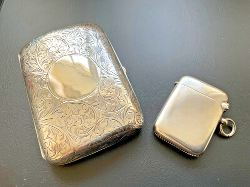 Antikes silbernes Zigarettenetui und Vesta von William Hair Haseler - Bild 2 von 14