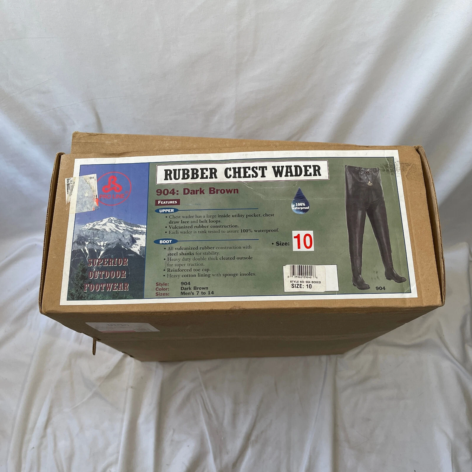 Pro Line Vulcanized Rubber Chest Wader 904 Dark Brown Steel Shank Size 10 Boot