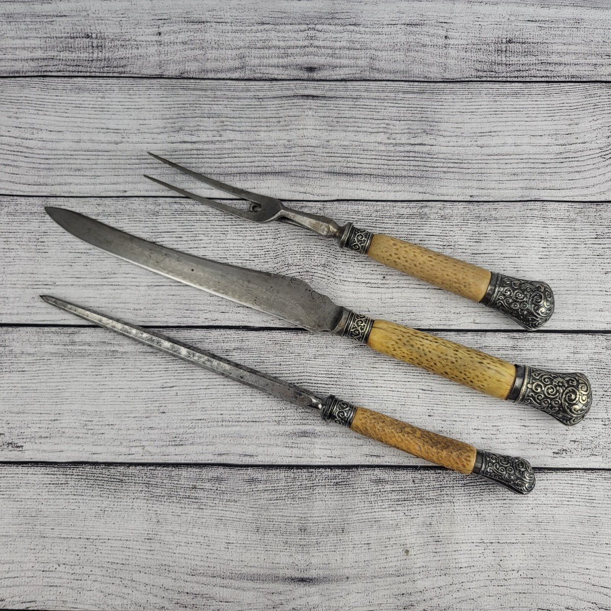 1880's Antique Harrison Bros Howson Cutlers To Her Majesty Carving