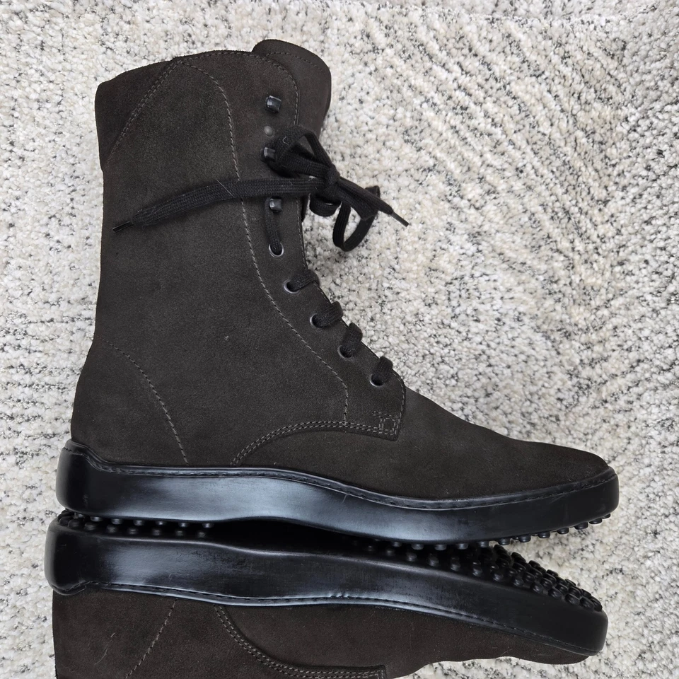 Tods Botas Mujer Talla 8.5 Tobillo Con Cordones Marrón Gamuza Cuero Hechas en Italia Usadas en Excelente Condición Foto 3 de 4