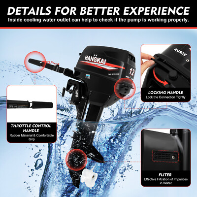 HANGKAI 12HP 2 Stroke 169CC Outboard Motor Fishing Boat Engine Water Cooling CDI