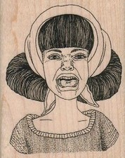 Crying Lady 2 x 2 1/2" Rubber Stamp, People Stamp, Lady Stamp