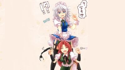 Anime izayoi sakuya hong meiling redhead silver hair Playmat Gaming Mat Desk