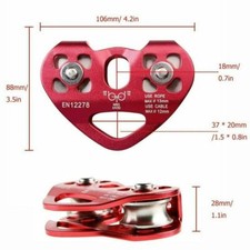 30KN Dual Pulley Zip Line Cable Trolley Fast Speed for Outdoor Climbing Hauling