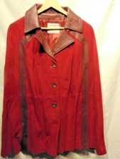 Woman's Cape Red Suede And Leather
