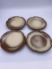 Vintage Frankoma Pottery Plates 5E SET OF 4 Plainsman Brown Satin 5.75" D