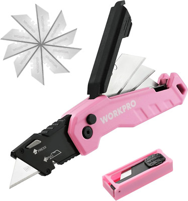 WORKPRO Teppichmesser Aus Aluminium, Faltbares Universalmesser Cuttermesser Mit 