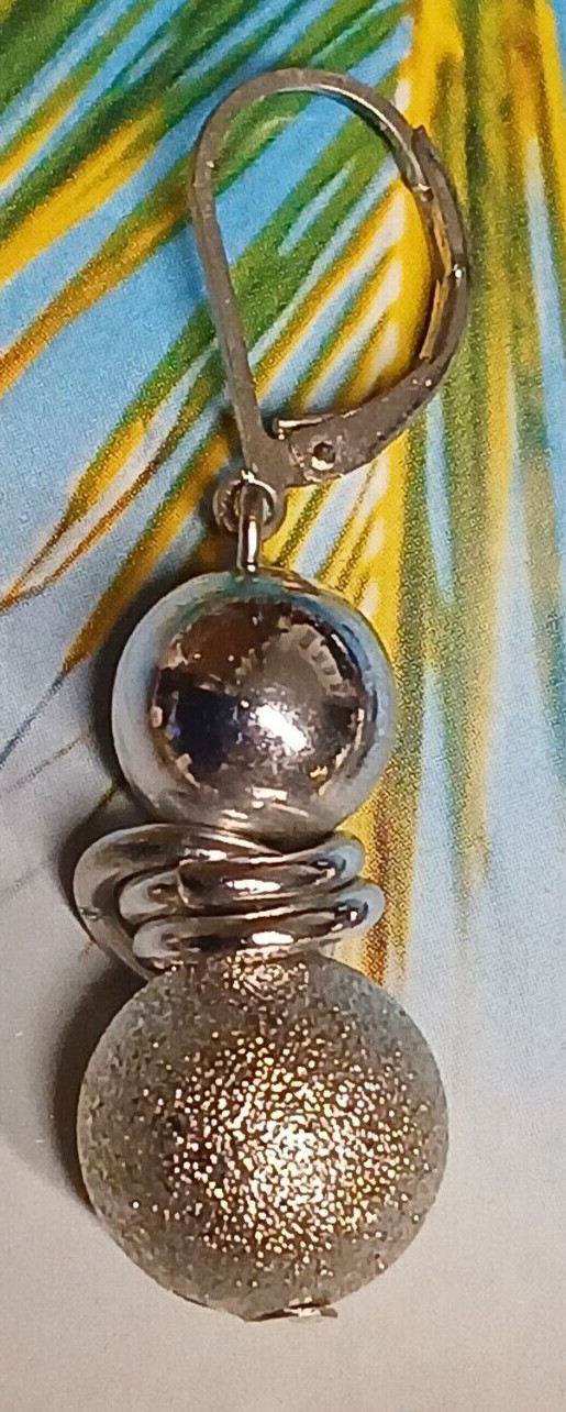 Silver Tone Double Round Ball Dangle Leverback Ea… - image 2