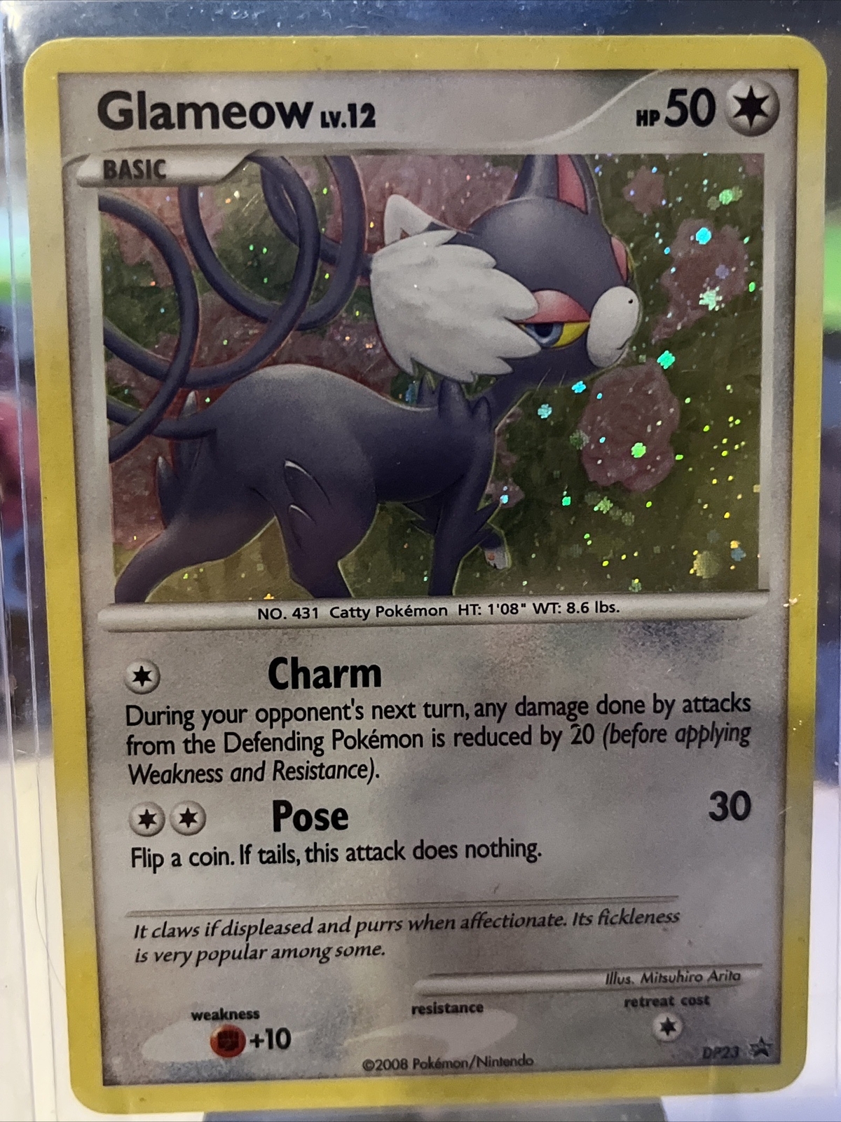 Pokemon 2008 Glameow DP23 Holo Diamond & Pearl Black Star Promo Card Holo MP
