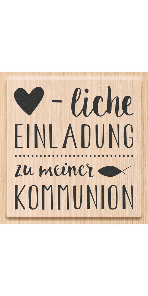 Heyda Stempel Herzliche Einladung Kommunion 5,5x6cm Holz Handlettering