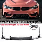 For BMW F80 M3 F82 F83 M4 2015-2020 Glossy Black Front Bumper Lip Kit W/ Winglet