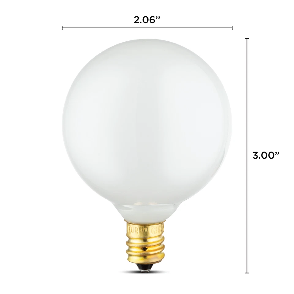 10 Pack Mini Globe Bulbs 120V 25W G16.5 Candelabra E12 Base Warm White Dimmable - Image 2 of 4