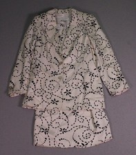 Vintage Escada Jacket Dress Set Womens 40 White Black Silk Floral Swirl Suit 90s