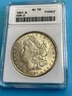1891 "P" Morgan SILVER Dollar VAM-2 *DBL EAR* $1 ANACS AU58 Old Holder