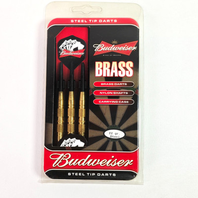 Budweiser Brass 22 Gram Steel Tip Darts With Case Model #95541