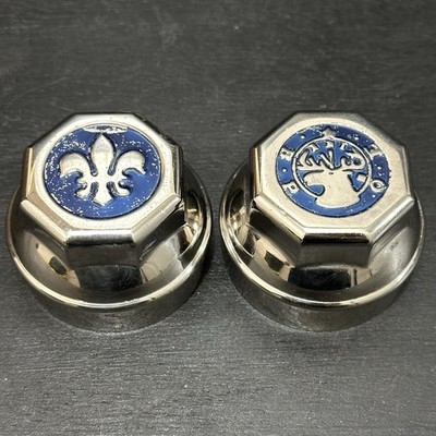  1920 s BPOE Elks & Fleur-de-lis Threaded Screw-on Brass Hubcap Hub Grease Cap