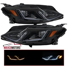 Black Projector Headlights For 2019-2024 Chevy Malibu Sequential LED Signal L+R