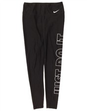Nike Womens Dri Fit Graphic Leggings UK 8 Small Black Polyester AX02