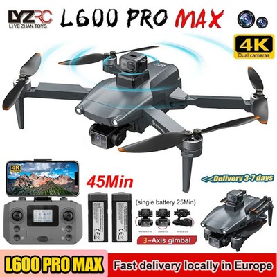 L600 PRO MAX Drohne 4K Kamera 3-Achsen Gimbal 2 Akkus GPS RC Quadcopter
