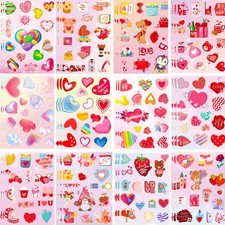 720Pcs Valentines Stickers for Kids, 48 Sheets Colorful Heart Stickers for Va...