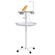 PawHut Bird Stand, Parrot Stand with Wheels, Perches, Stainless Steel Feed Bowls