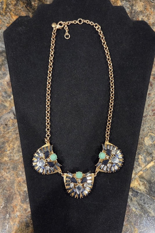 J. Crew Statement Necklace With Clear, Blue And Dark Stones