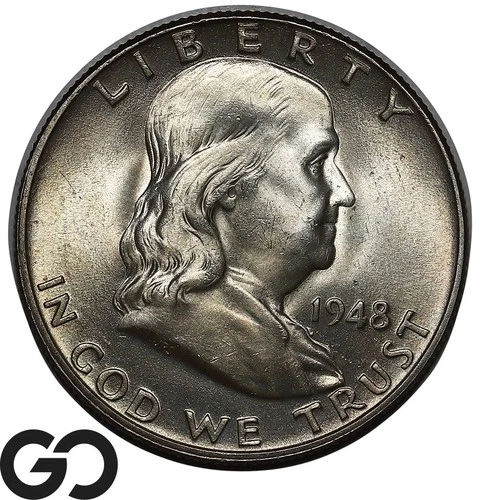 1948 Franklin Half Dollar, FULL Bell Lines, Solid Gem BU++ FBL
