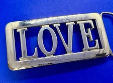 Custom Letter Word LOVE Statement See-Trough Silver Color Belt Buckle