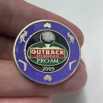 2009 Outback Steakhouse Pro Am Purple Round Kangaroo Lapel Pin Golf Logo
