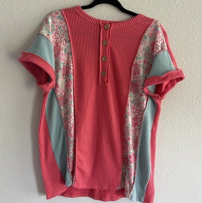 HEIMISH USA Women Size Small Pink Oversized Shirt Top Cottage core Beach
