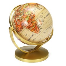 Earth Globe World Map Geography Education Teaching Room Gold frame 720&deg; Rotation