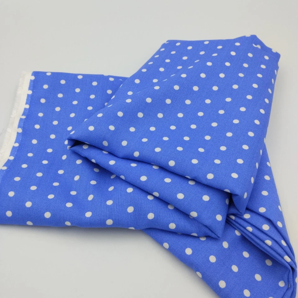Royal Blue Polka Dot Viscose Fabric by Meter – Soft Drapey Lightweight Sewing - Image 4 of 4