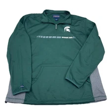Michigan State Spartans Sweatshirt Men XL Green Pullover Performance Sweater A48