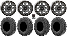 System 3 SB-7 Bdlk 18" Wheels Ti 4+3 32" MotoRavage Tires Honda Pioneer 1K/Talon