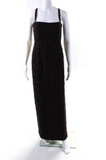 Nicole Miller Womens Square Neck Floral Embroidered Maxi Dress Brown Size 4